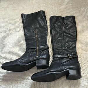 Circa Joan David Sz 9 1/2 black leather tall boots